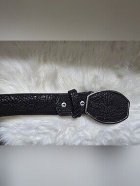Black Leather Men’s Belt with Silver Buckle